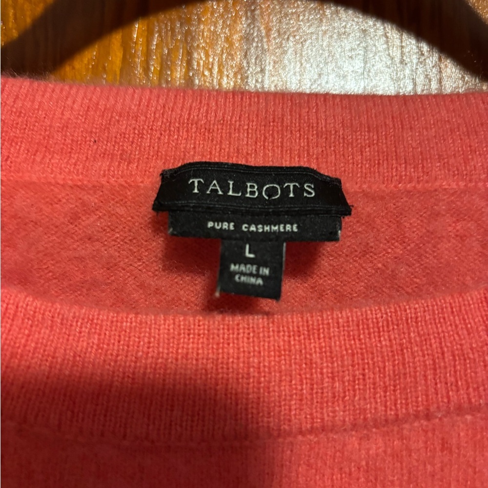 TALBOTS Salmon Pink Pure Cashmere Sweater Womens Size Large - Picture 2 of 7